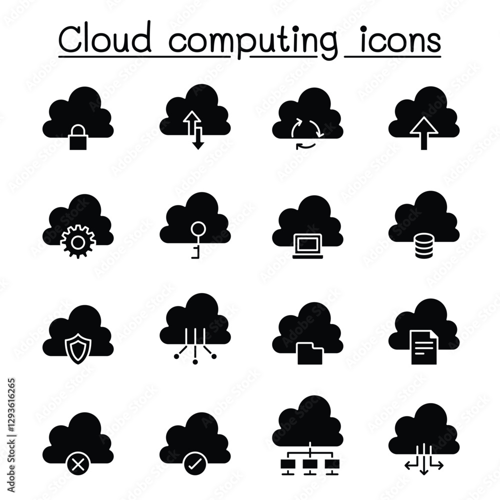 Cloud computing icon set in thin line style Cloud computing icon set in thin line style