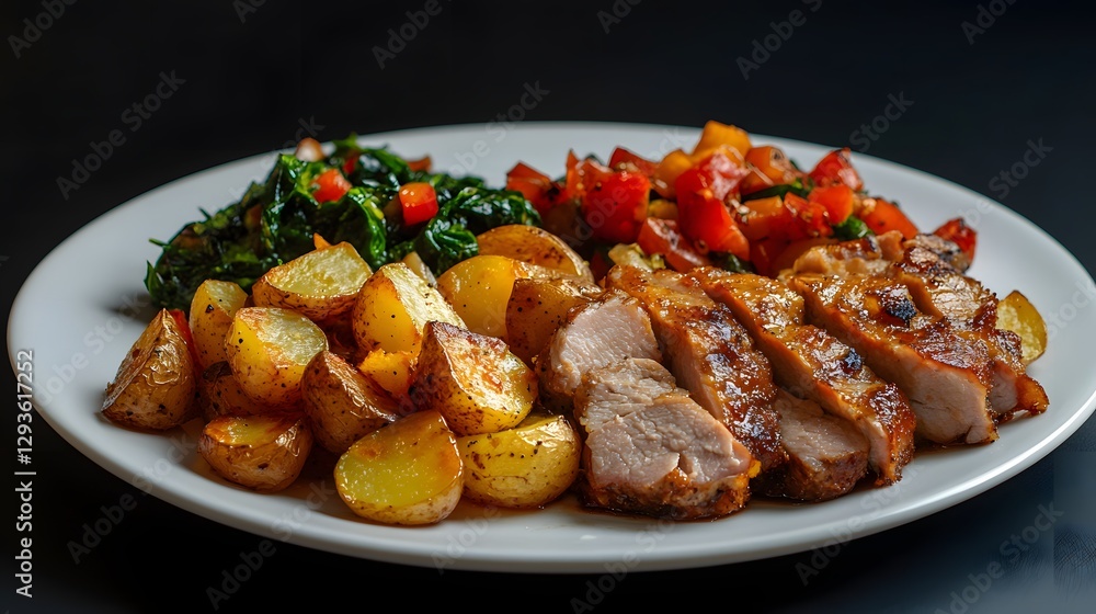 Grilled Pork Tenderloin with Roasted Potatoes and Spinach Grilled Pork Tenderloin with Roasted Potatoes and Spinach