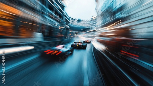 Blurred Speed: Formula 1 Race Through City Streets