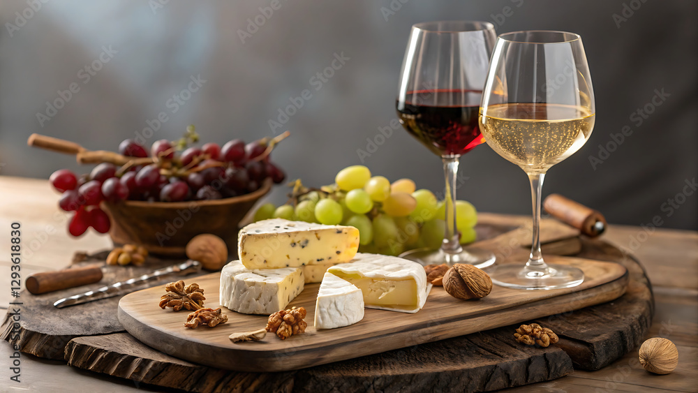 : Wine and Cheese Platter with Nuts : Wine and Cheese Platter with Nuts