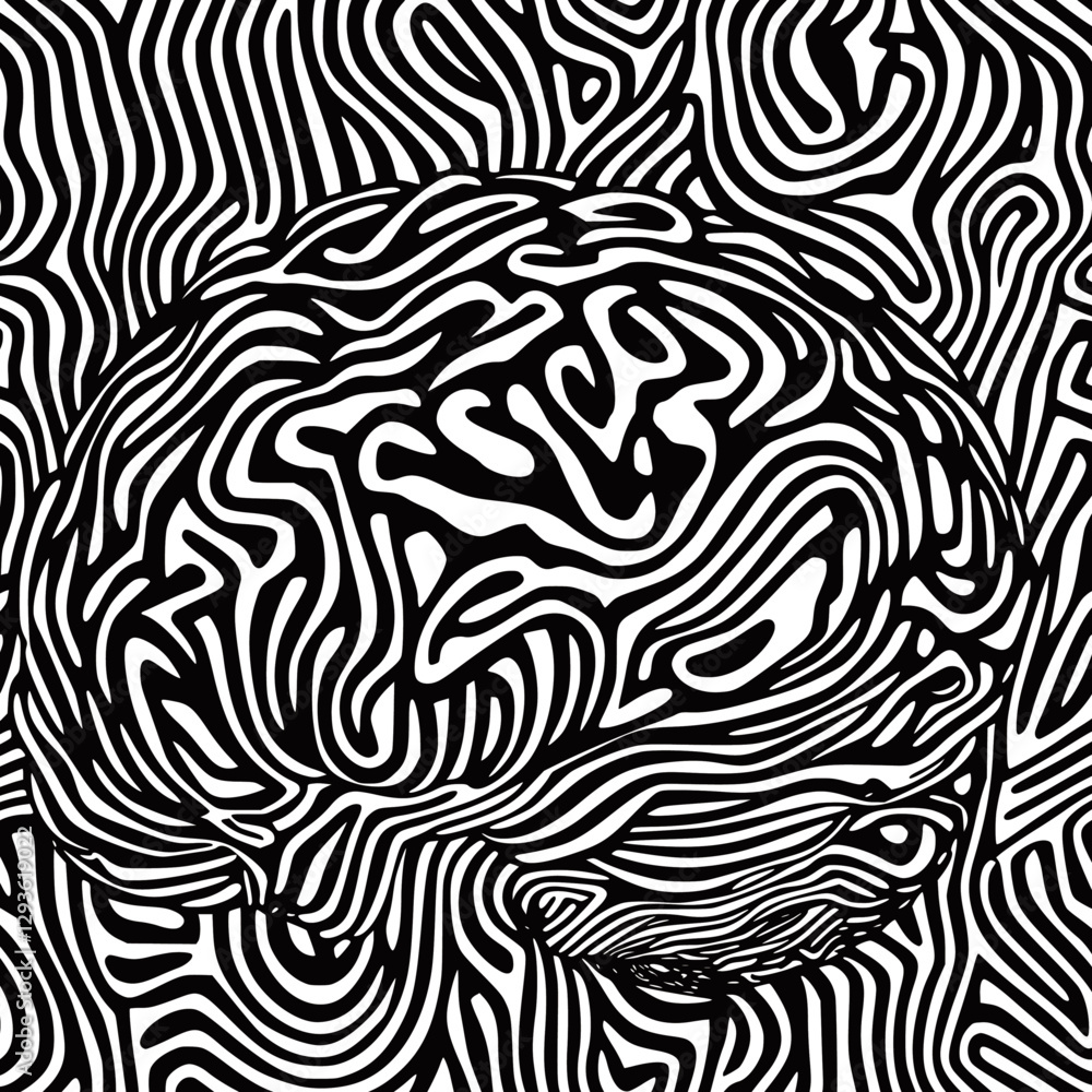 vector pattern brain black and white background vector pattern brain black and white background