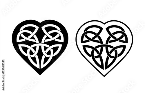 The Celtic Motherhood Knot. Celtic Heart Interlaced Symbol. Vector line art