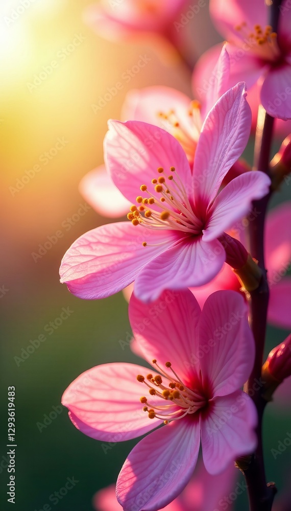 Fototapeta premium Vibrant blossoms blooming against a sunny backdrop, nature, blossoms
