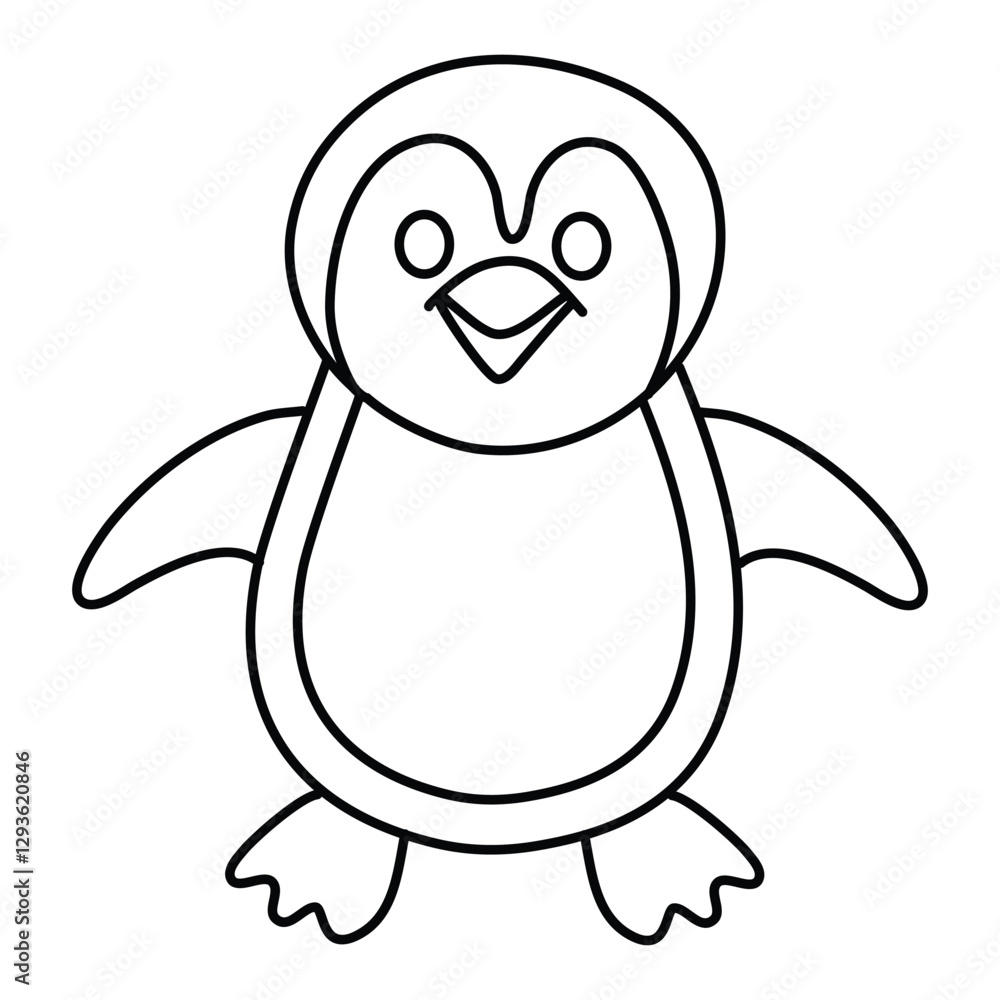 Naklejka premium Penguin Coloring Page for Kids