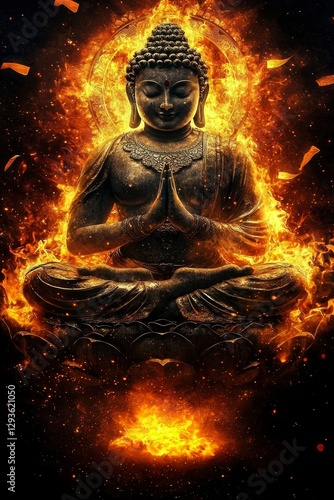 Wallpaper Mural Fiery Buddha Enlightenment in Flames Torontodigital.ca