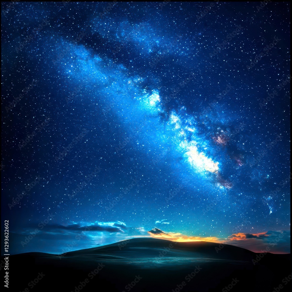 Fototapeta premium Stunning milky way over the great plains with starry night sky and vast open landscape