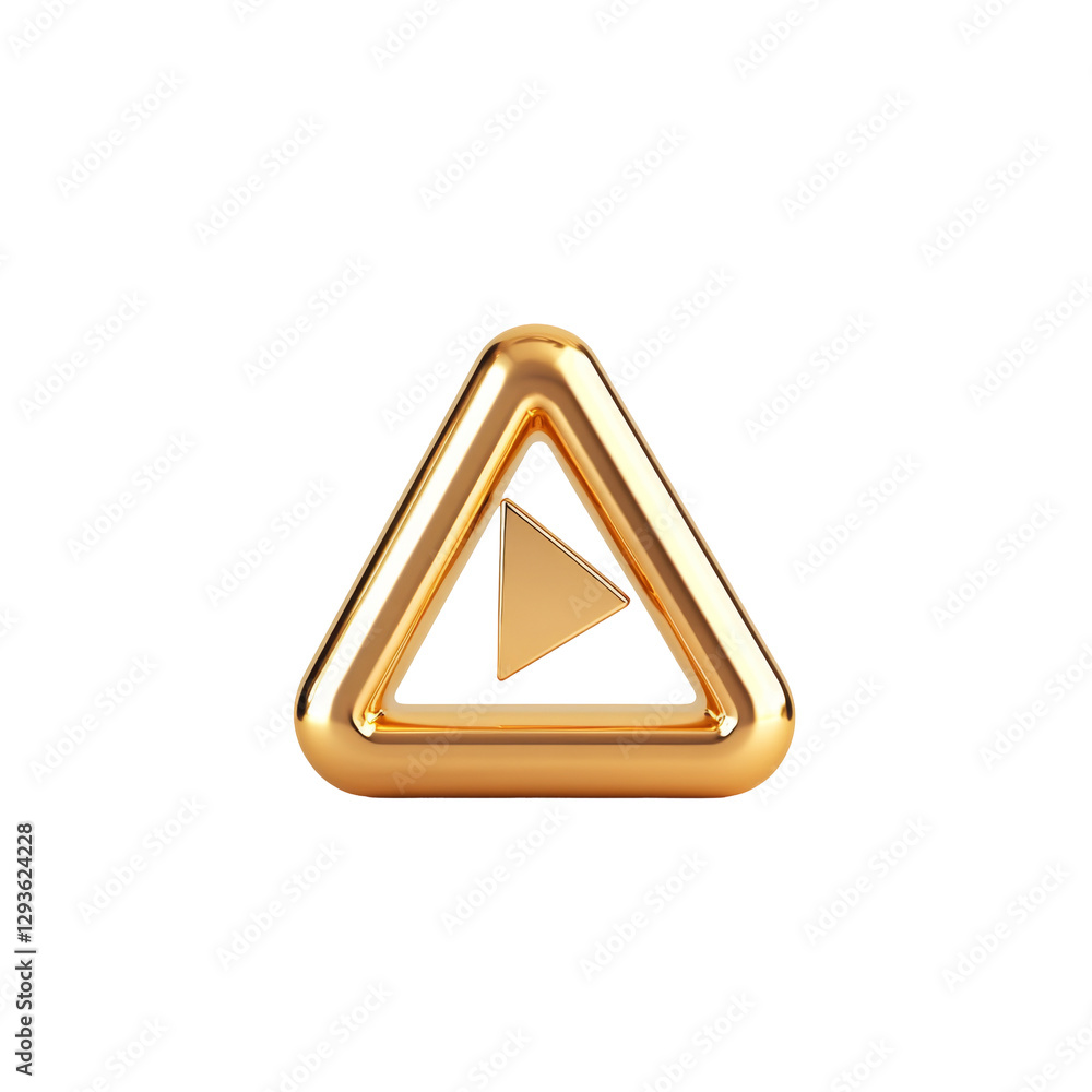 Elegant golden triangle with play button in a sleek modern geometric design Elegant golden triangle with play button in a sleek modern geometric design