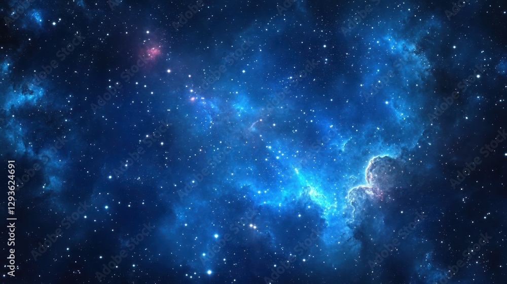 Fototapeta premium Deep space nebula, vibrant cosmic clouds, glowing stars, inspiring background image for space exploration