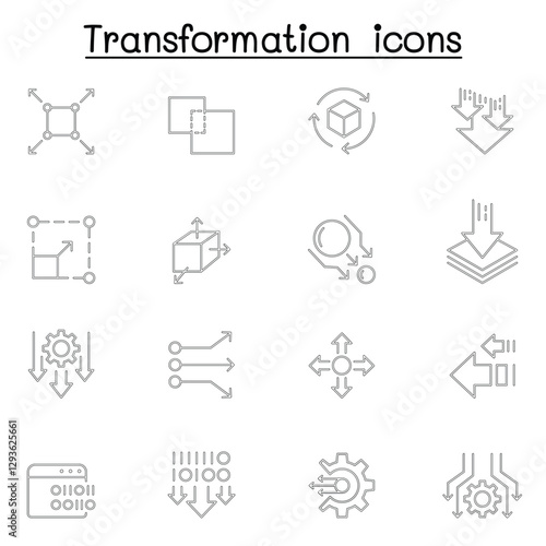 transform, edit, change, scale, update icon set in thin line style