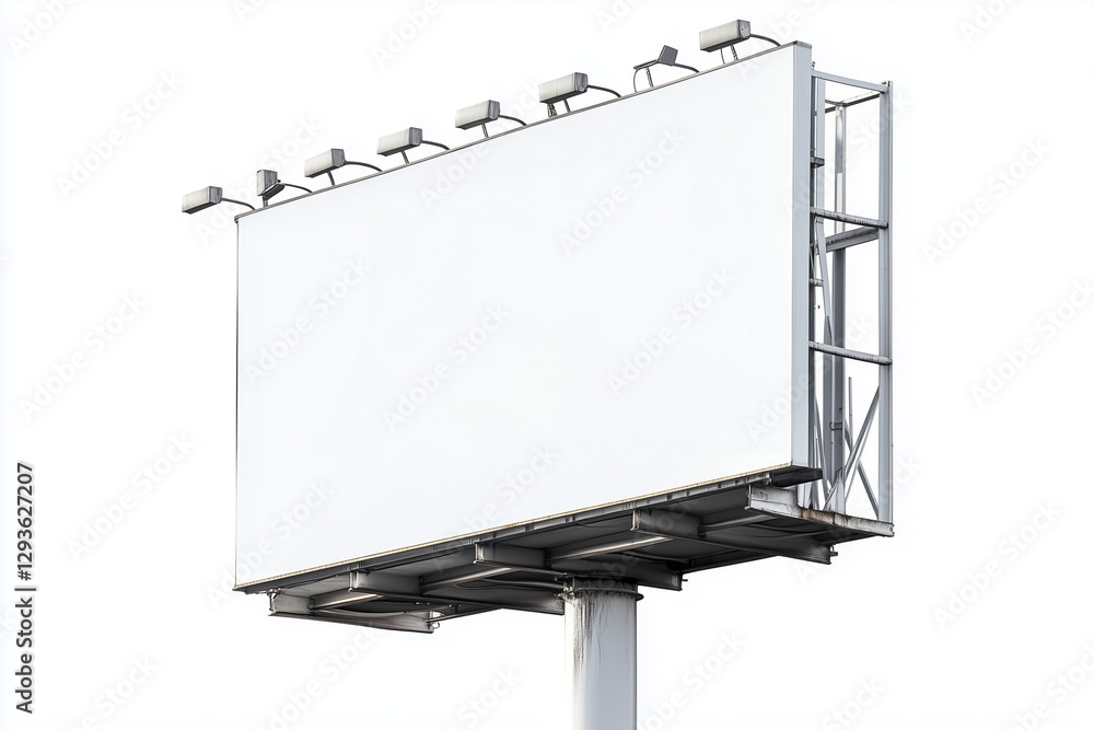 Obraz premium Selective focus white screen for advertisement on big billboard structure, Commercial billboard with blank space.