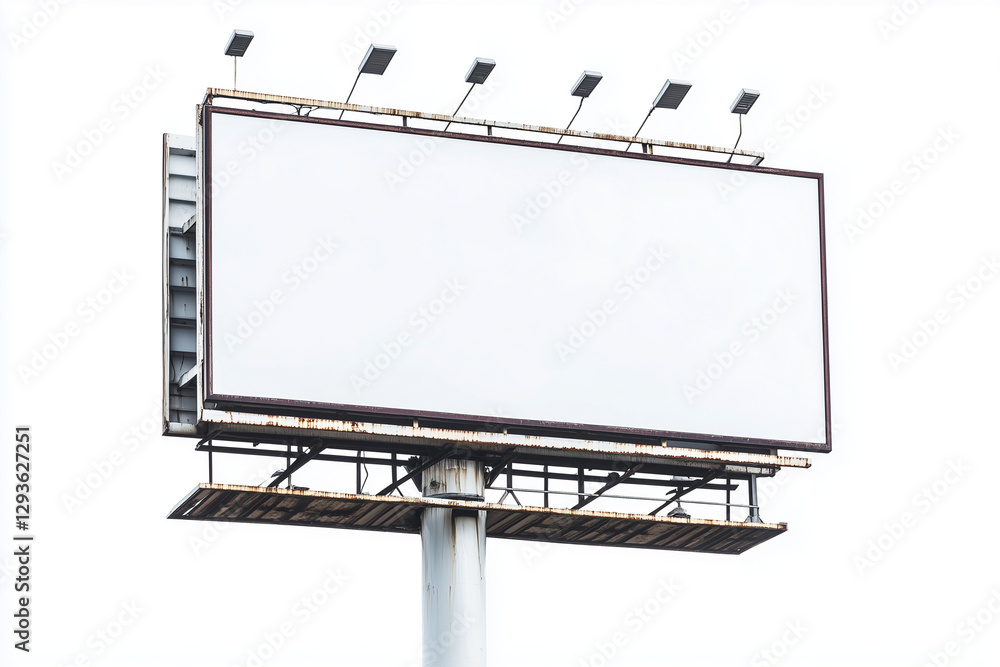 Obraz premium Selective focus white screen for advertisement on big billboard structure, Commercial billboard with blank space.