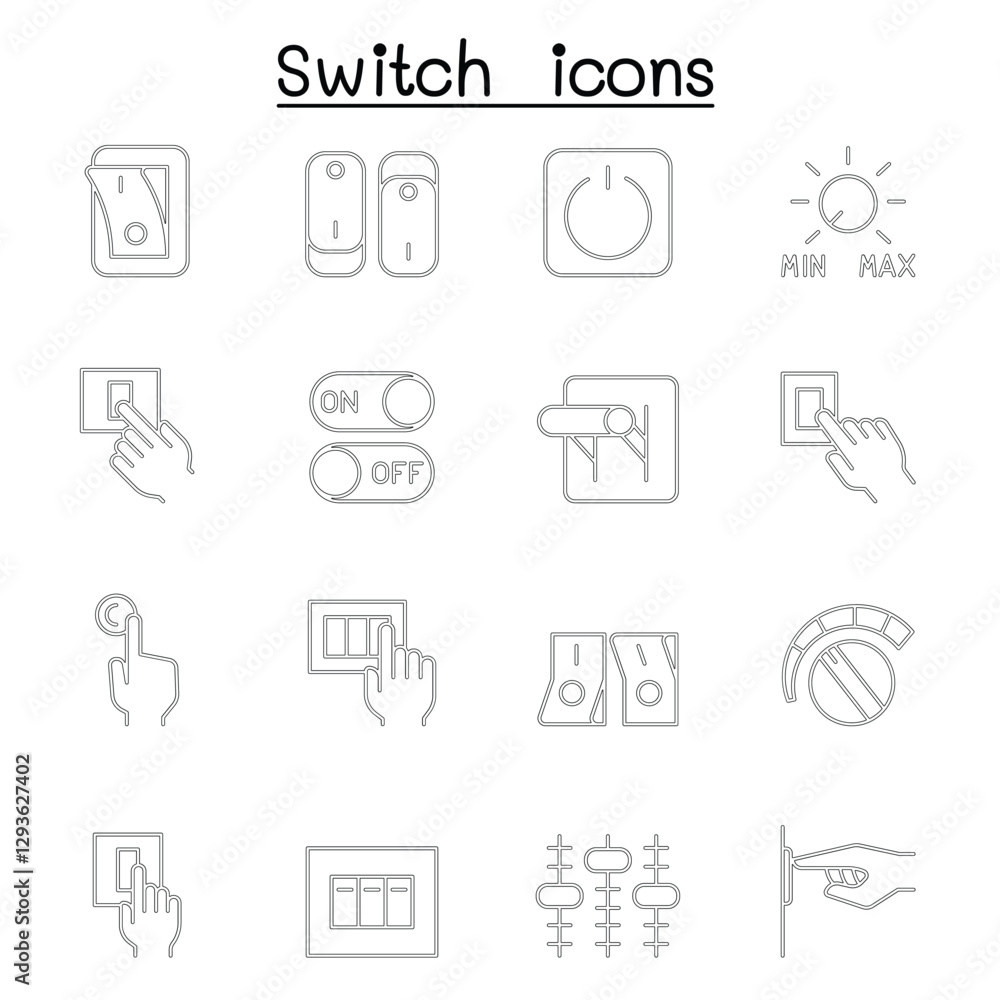 Switch icon set in thin line style Switch icon set in thin line style