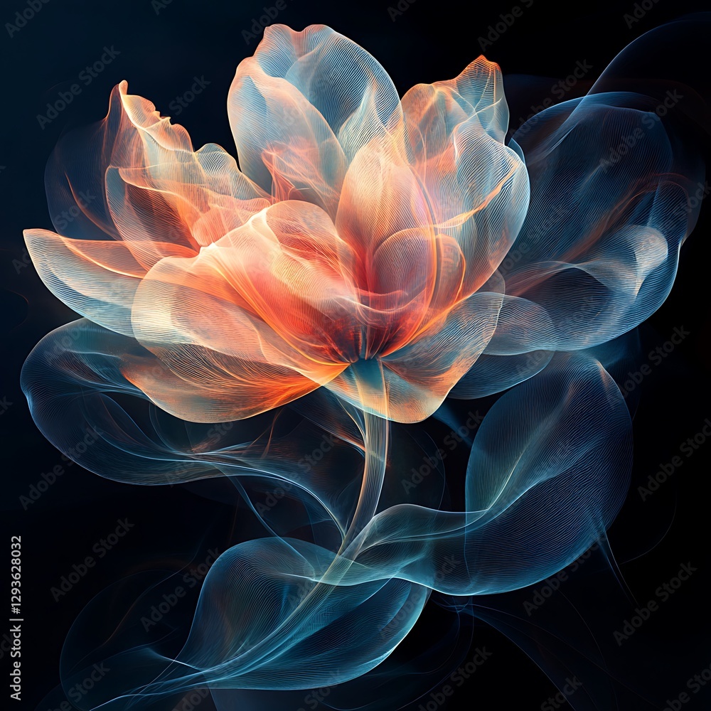 Ethereal Flower, Dark Background Ethereal Flower, Dark Background