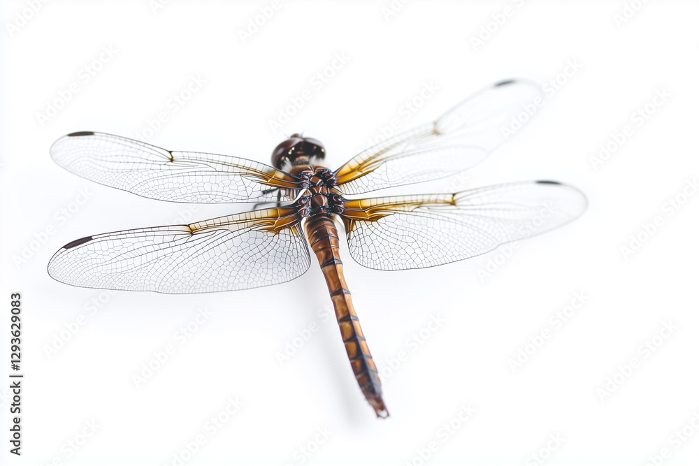 Close up of dragonfly orange yellow isolated on white background, Selective focus flying dragonfly in backyard garden. Close up of dragonfly orange yellow isolated on white background, Selective focus flying dragonfly in backyard garden.