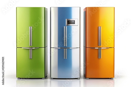 Modern Refrigerators on White Background: Sleek and Sophisticated photo