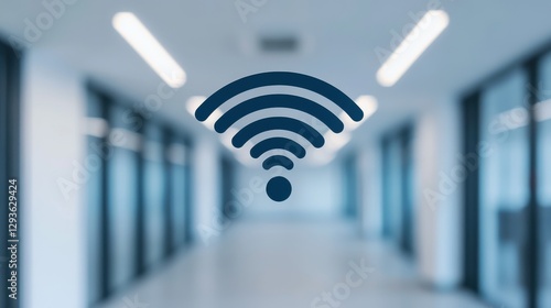 A futuristic smart office and enterprise infrastructure. IoT and cloud connectivity. High-tech network with AI-powered data routing.
