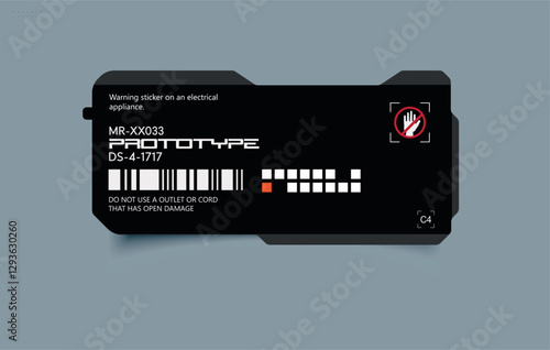 Sci-Fi Tech Label Design. Cyberpunk Sticker, Futuristic Sticker
