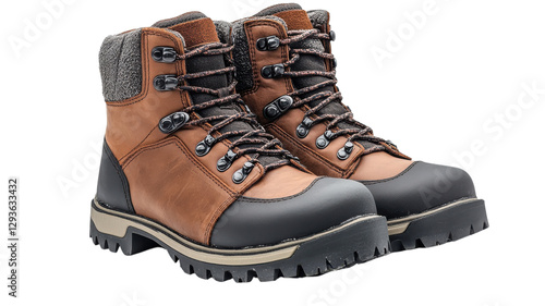 Durable outdoor hiking boots designed for comfort and traction on rugged terrain in various weather conditions photo