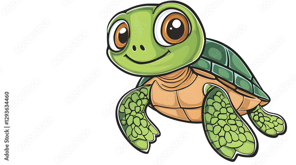 Obraz premium A cartoon turtle with a smile on its face