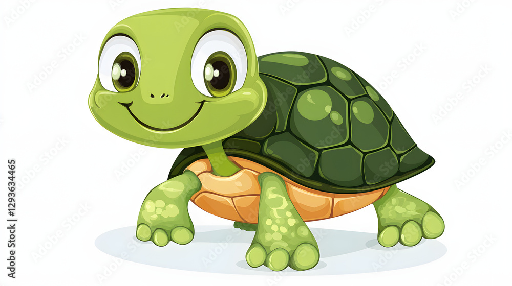 Fototapeta premium A cartoon turtle with a smile on its face