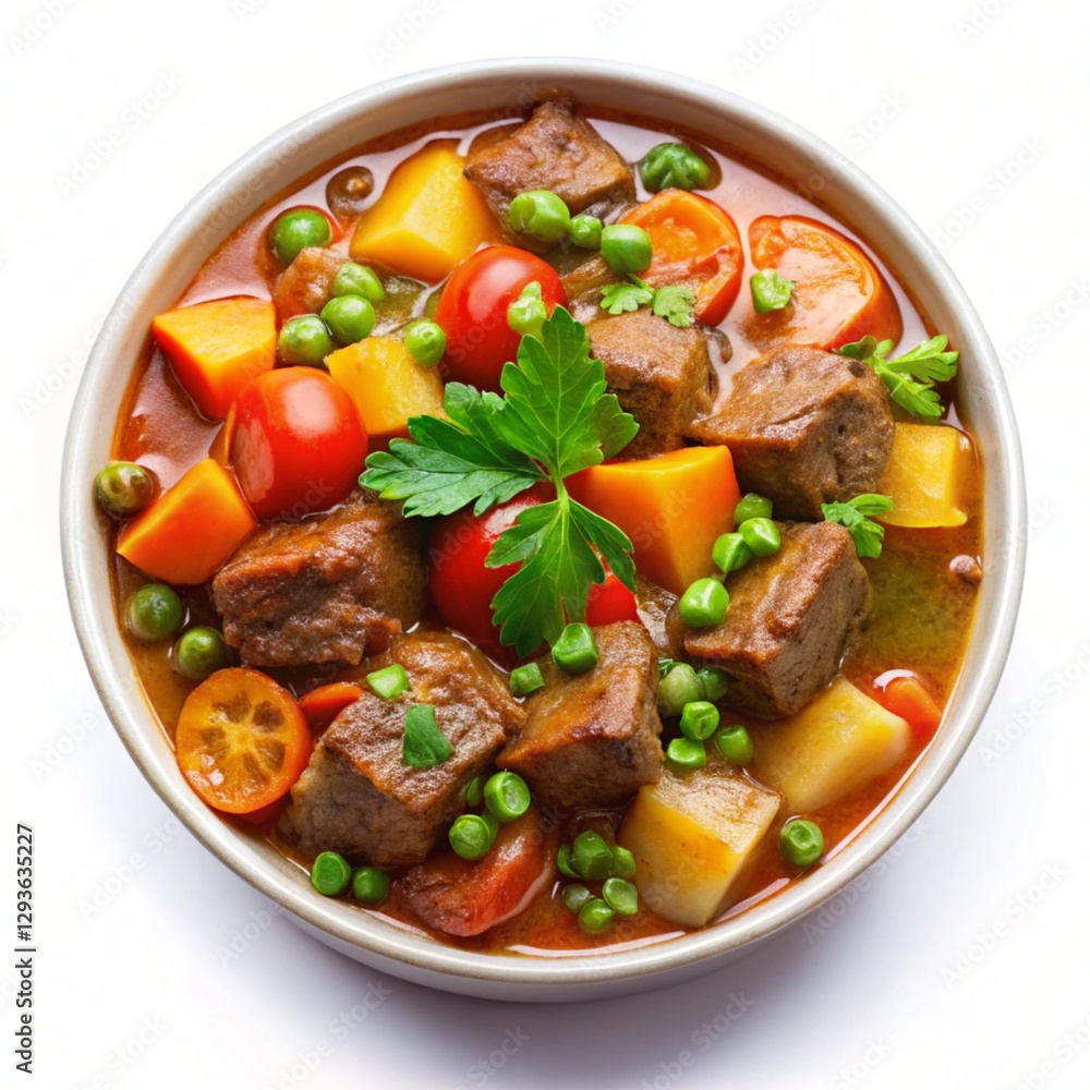 Beef stew with vegetables with white background Beef stew with vegetables with white background