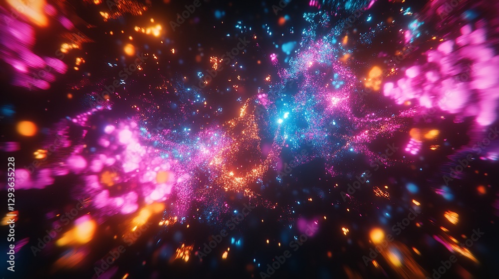 Abstract Neon Particle Background Pink Blue Orange Glowing Energy Burst Dynamic Motion Futuristic Design Digital Art Vibrant Color Explosion Light Abstract Neon Particle Background Pink Blue Orange Glowing Energy Burst Dynamic Motion Futuristic Design Digital Art Vibrant Color Explosion Light