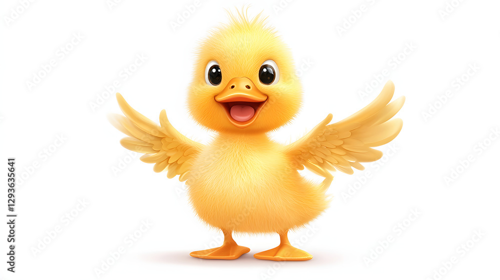 A cartoon duck with its wings spread out and a big smile on its face A cartoon duck with its wings spread out and a big smile on its face