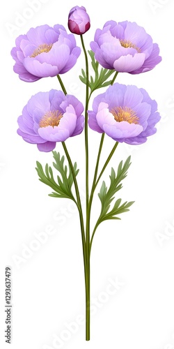 Wallpaper Mural Delicate Bouquet of Light Purple Flowers on White Torontodigital.ca