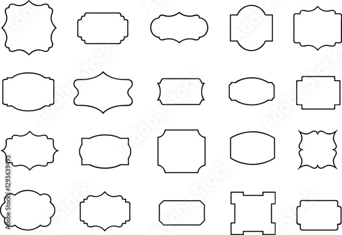 Collection of different labels illustration isolated on white