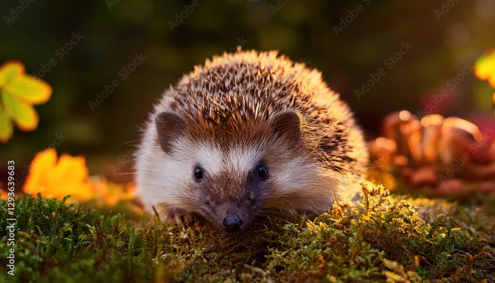 Free Roaming Wild Hedgehog Spotted in a Dusky Wildlife Garden Hide, Captured on at A Moment of Enchanting Solitude in Natures Embrace. Free Roaming Wild Hedgehog Spotted in a Dusky Wildlife Garden Hide, Captured on at A Moment of Enchanting Solitude in Natures Embrace.