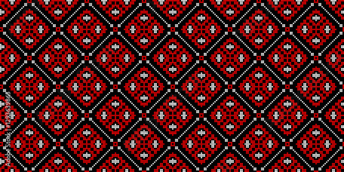 Seamless vector pattern with geometric ornament, Ukrainian ornament in ethnic style, identity, vyshyvanka, embroidery for print clothes, websites, banners