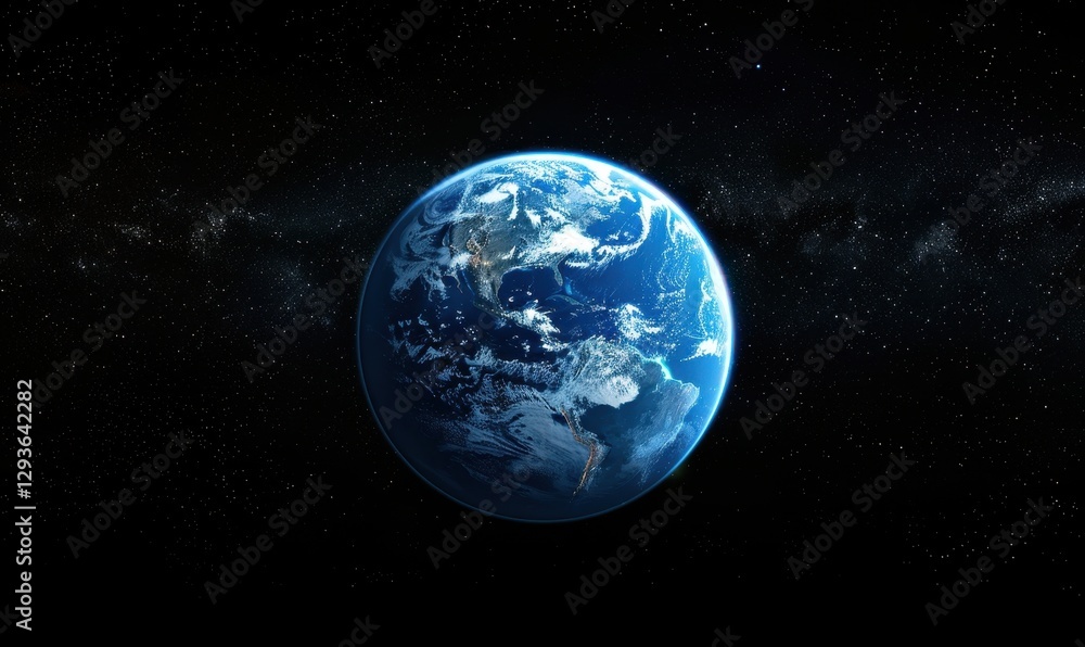 Earth at Night Surrounded by a Starry Sky Earth at Night Surrounded by a Starry Sky