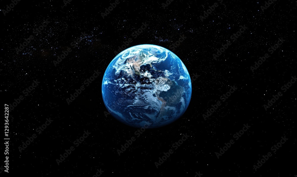 Obraz premium Earth at Night Surrounded by Stars and the Milky Way