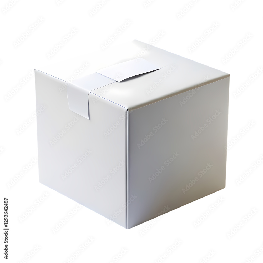 Fototapeta premium Blank White Cube Packaging Box Mockup Design Template 3d clean shape empty light asset simple modern