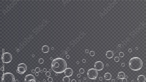 Png Glossy transparent soap bubble floating in the air, reflecting light. Delicate round sphere with a crystal-clear liquid drop effect. Shiny and clean water element, softly flying in a weightless