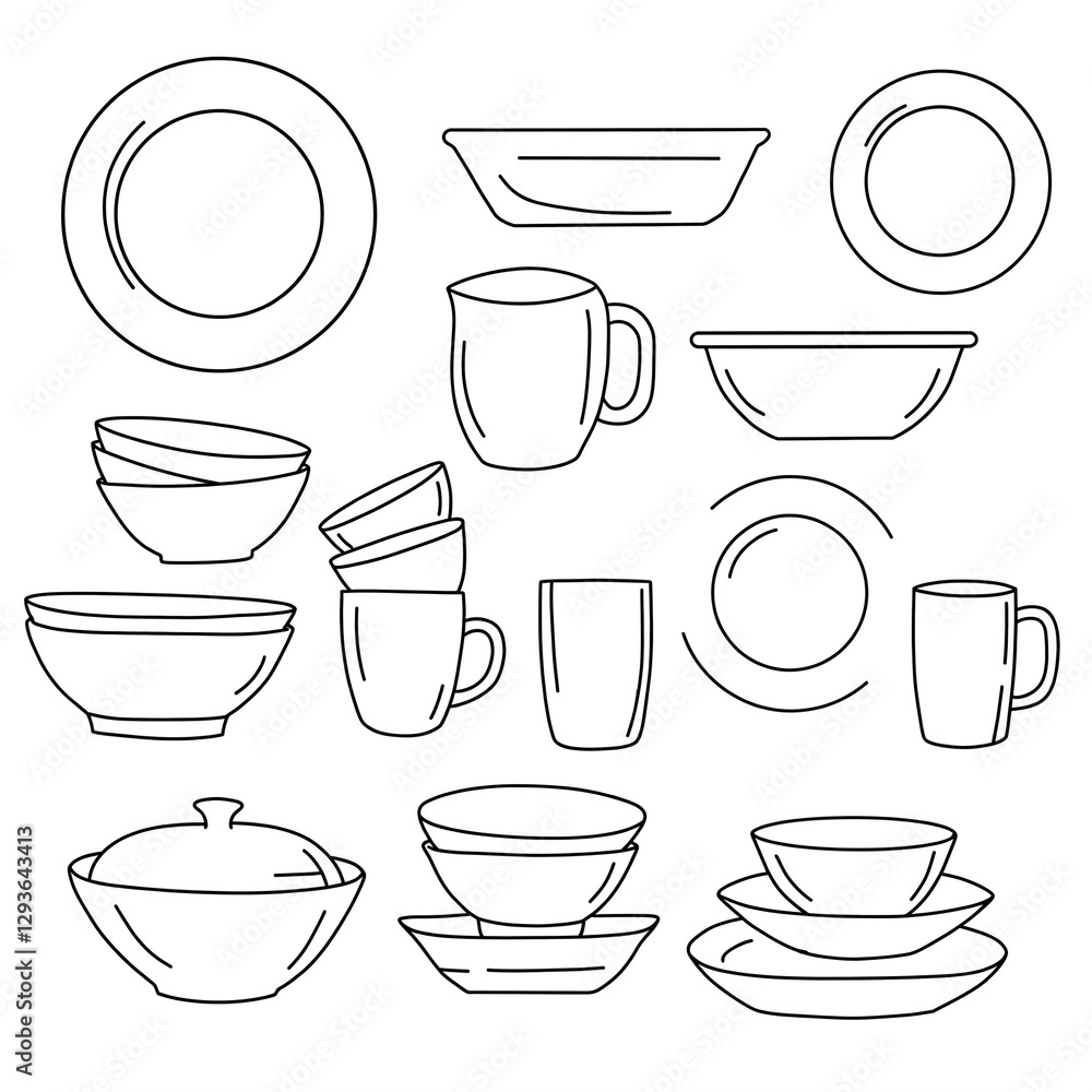 Obraz premium kitchen utensils hand drawn