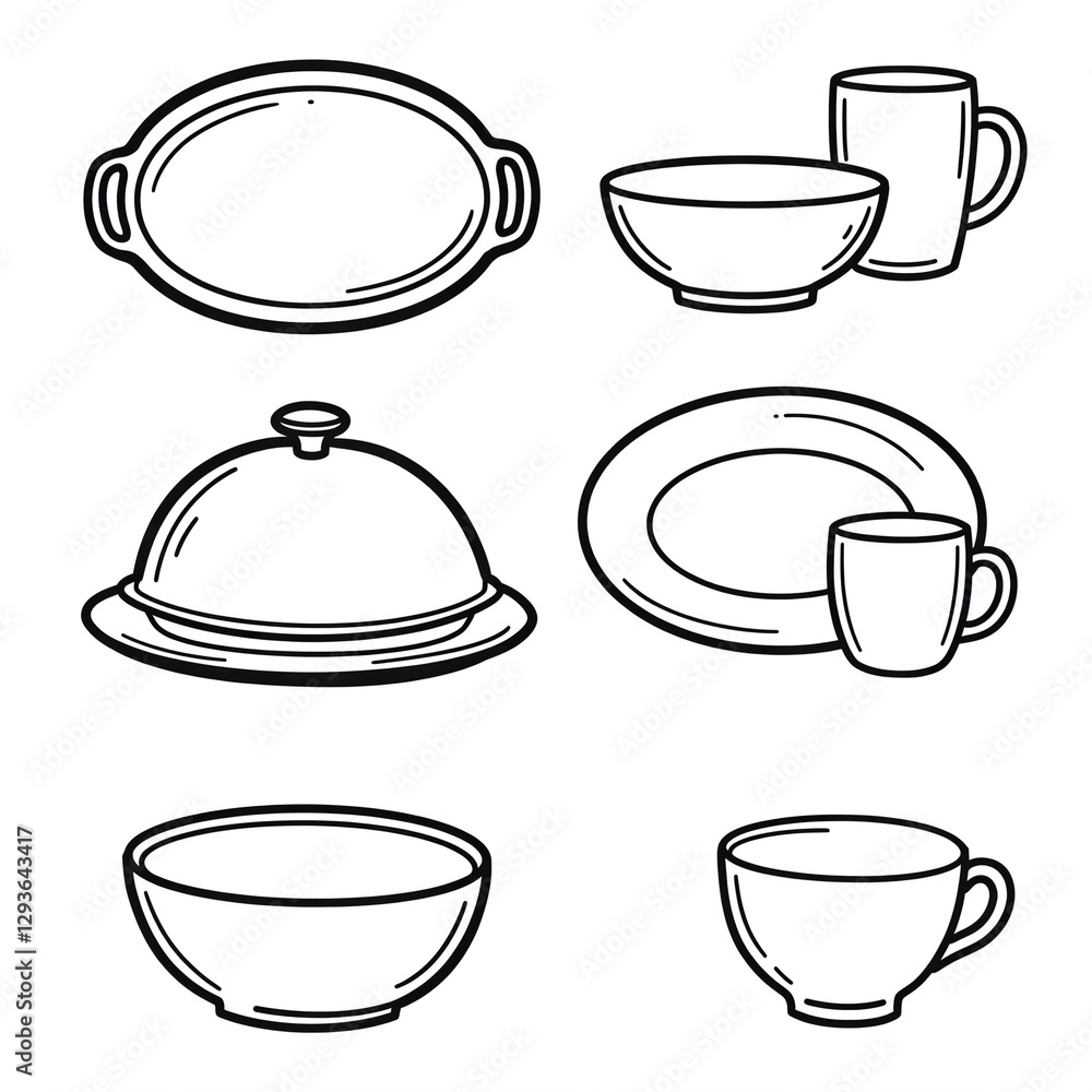 Fototapeta premium kitchen utensils hand drawn