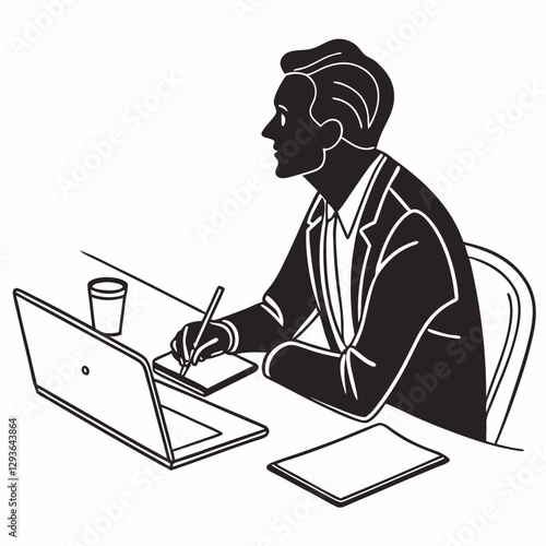 Set Of Business People Silhouettes In Action Vector Illustration Isolated On A White Background .business character

