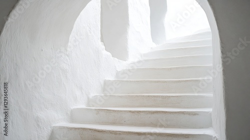 White Archway Staircase, Ancient Building Interior photo