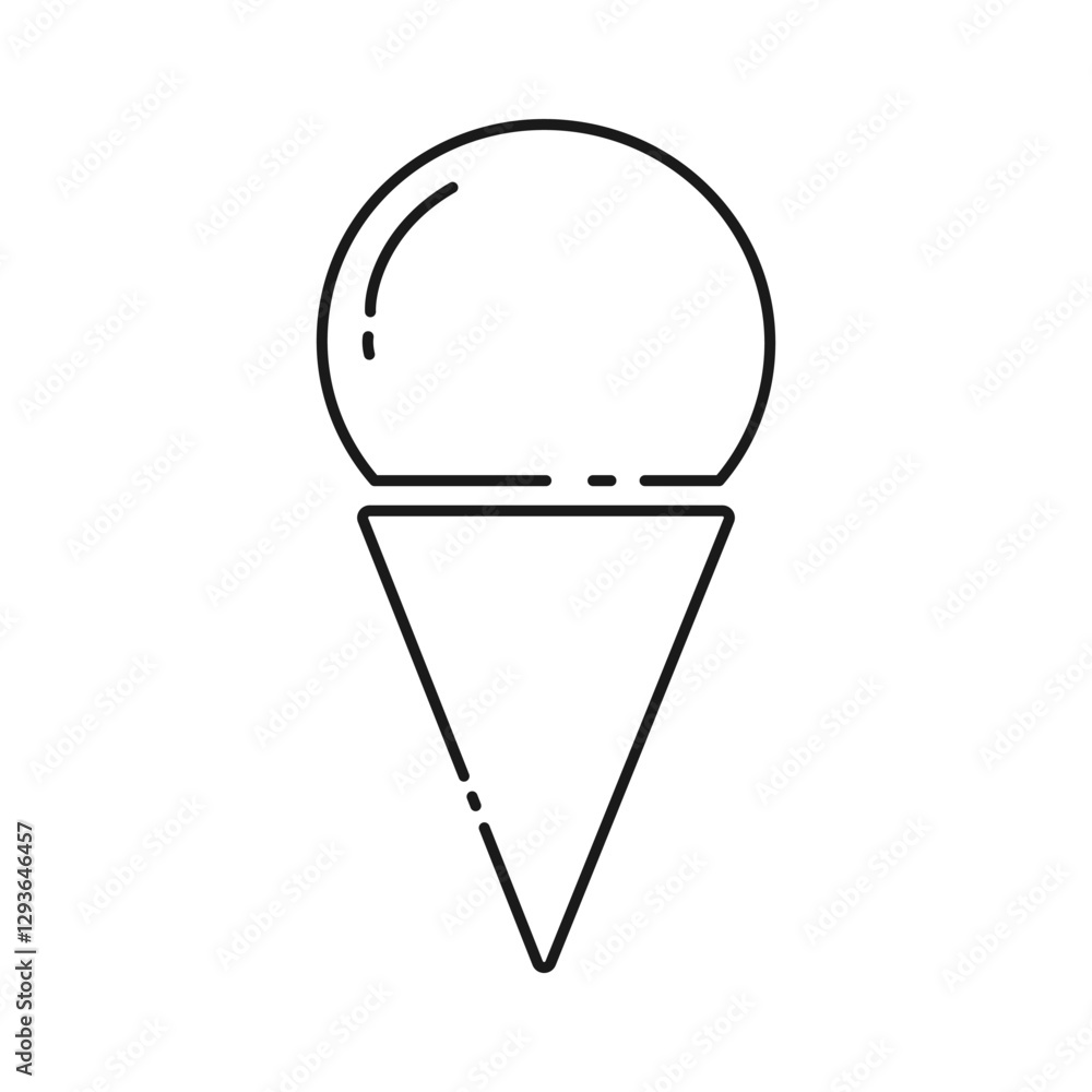 Ice cream cone Ice cream scoop in waffle triangular cup linear Icon Sticker Pictogram design concept Ice cream cone Ice cream scoop in waffle triangular cup linear Icon Sticker Pictogram design concept