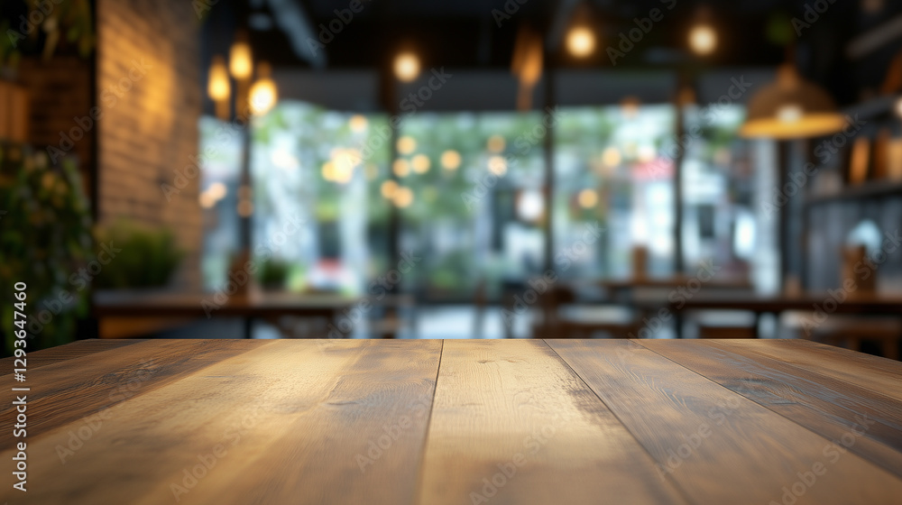 Beautiful wooden table set in a cozy cafe with soft lighting and blurred background. Generative AI Beautiful wooden table set in a cozy cafe with soft lighting and blurred background. Generative AI
