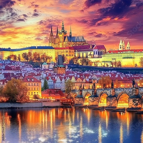 Prague castle with Charles Bridge