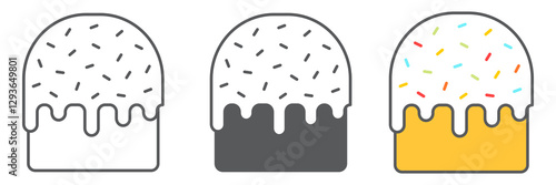 Easter cake icon collection, sweet and holiday, traditional easter cake vector icon set, vector graphics, editable stroke outline sign, eps 10