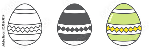 Easter egg icon collection, Happy Easter and holiday, egg vector icon set, vector graphics, editable stroke outline sign, eps 10