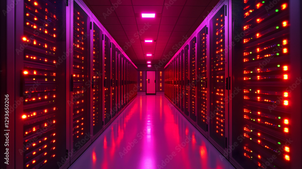 Digital Realm: A corridor of servers glows with a cool light, capturing the futuristic ambiance of the digital age. Digital Realm: A corridor of servers glows with a cool light, capturing the futuristic ambiance of the digital age.
