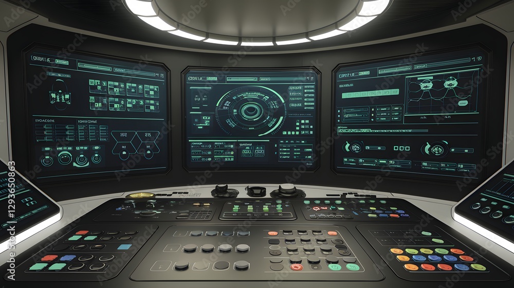 Fototapeta premium A futuristic control panel with multi-touch functionality.