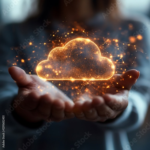 Wallpaper Mural Glowing cloud held in hands Torontodigital.ca