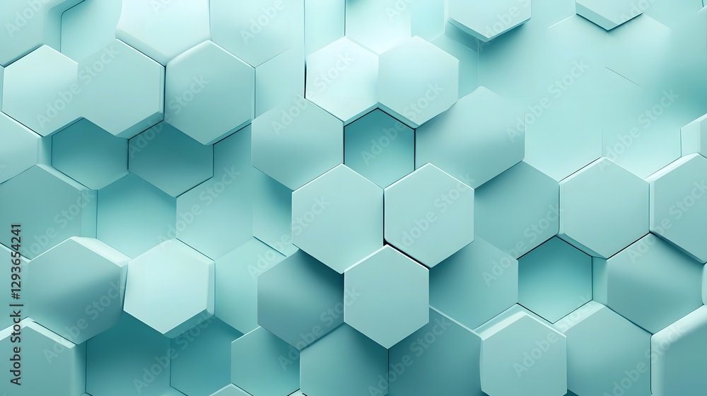 Aesthetic Mint Hexagonal Pattern with 3D Elements for Modern Design Applications Aesthetic Mint Hexagonal Pattern with 3D Elements for Modern Design Applications