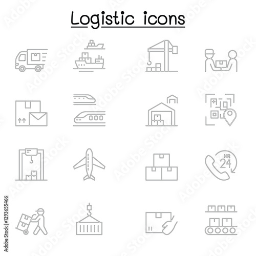 Logistic & Delivery service icon set in thin line style