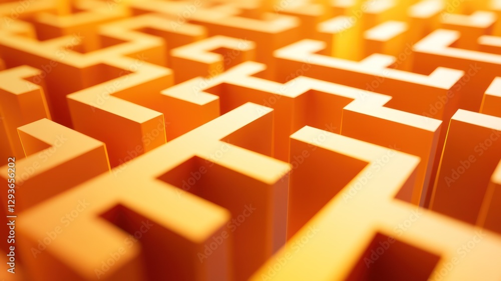 Abstract 3D Maze Pattern, Golden Hues, Complex Design, Background Image Abstract 3D Maze Pattern, Golden Hues, Complex Design, Background Image